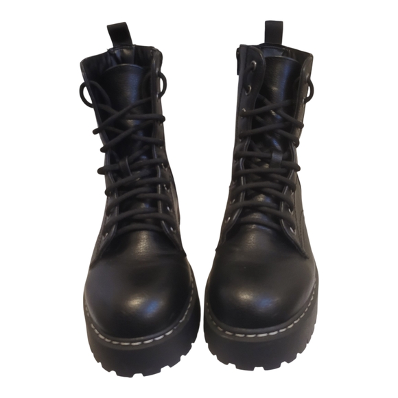 UNIONBAY Hayden-2 Black Leather Lug Combat Boots - Picture 1 of 9